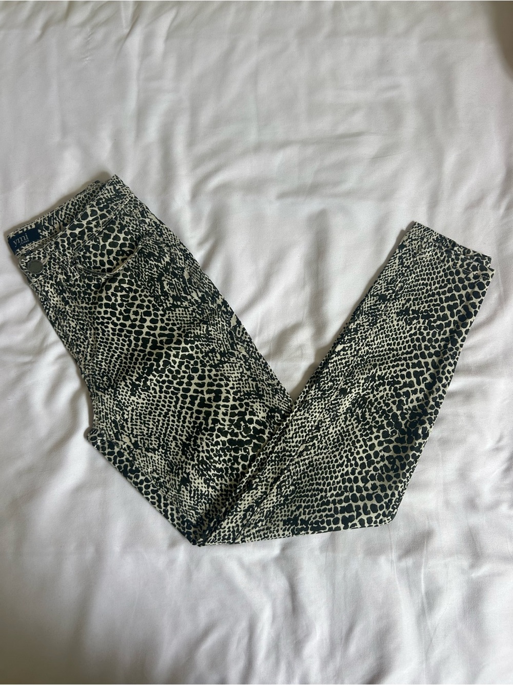 YMI Snake-Print Skinny Jeans - Black and Cream